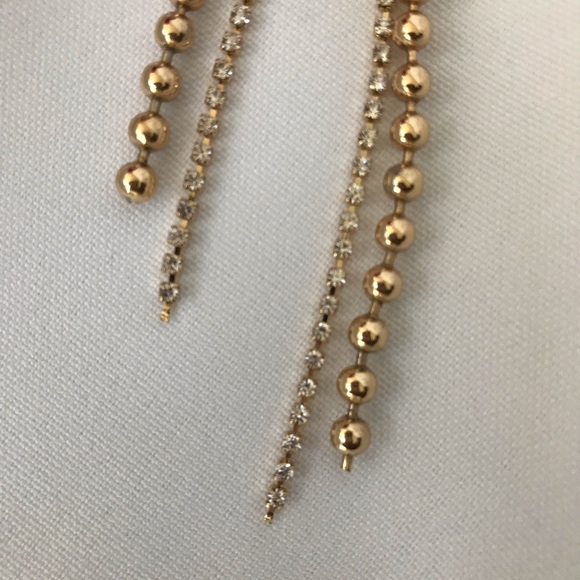 Simple Rhinestone Thread and Ball Drop Earrings - Picture 6 of 12